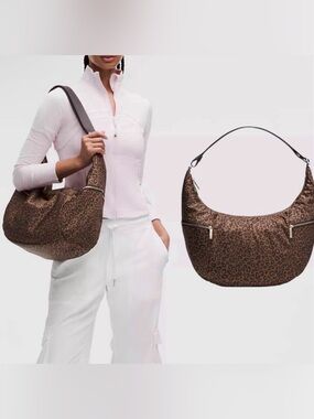 NWT Lululemon Slouchy Sling Bag 13L - Leopard Print Metal Hardware